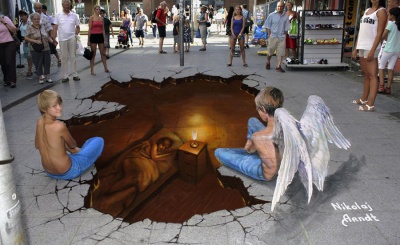 magical 3D sidewalk murals