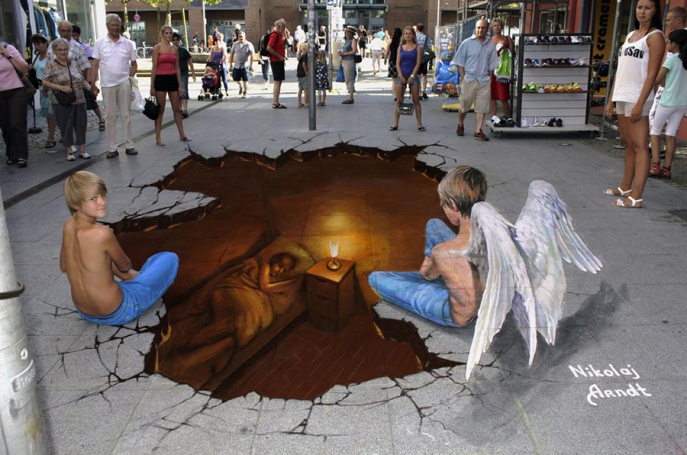 magical 3D sidewalk murals