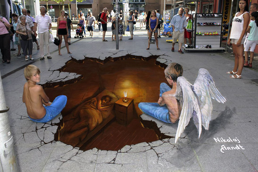 magical 3D sidewalk murals