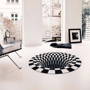 Anamorphic arts are in black and white colours used by architects on interior floors.