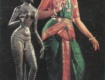 An image of a Sculpture and a girl with Bharatanatyam pose.